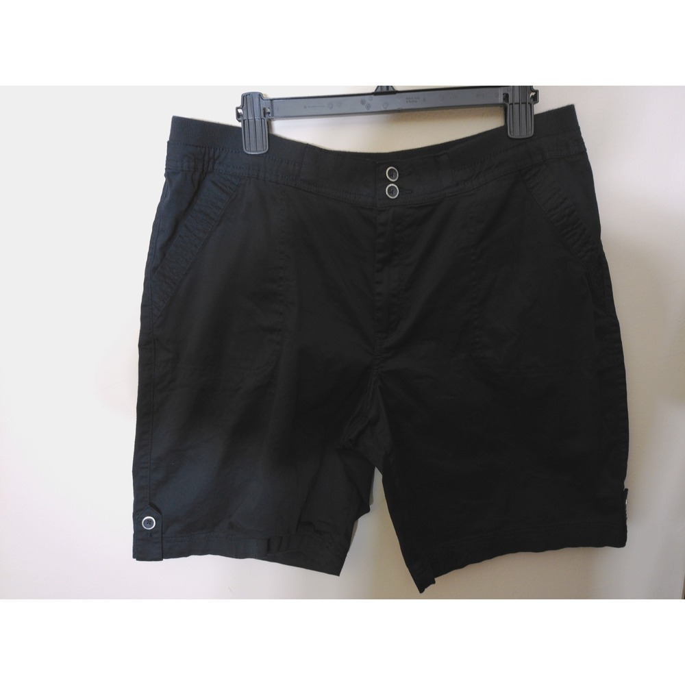 Karen Scott Bermuda Shorts Womens 12 Black Casual Side Button Classic Utility